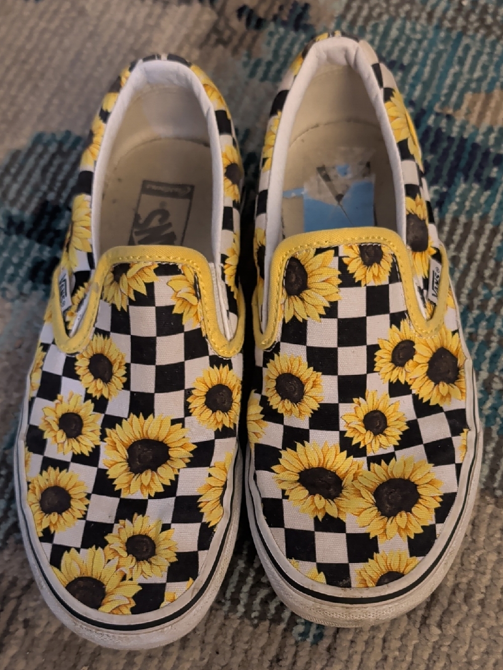 Vans  Sunflower Checkerboard Slip-On Sneakers - Yellow/Black/White